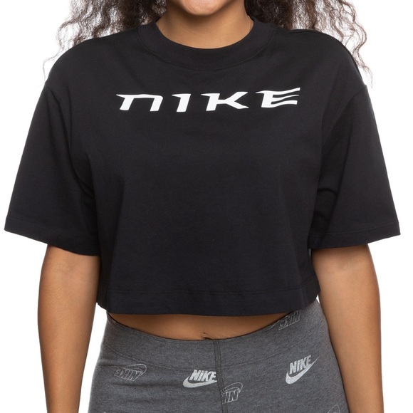 Nike Python Crop Top Tee Black - Picture 2 of 5
